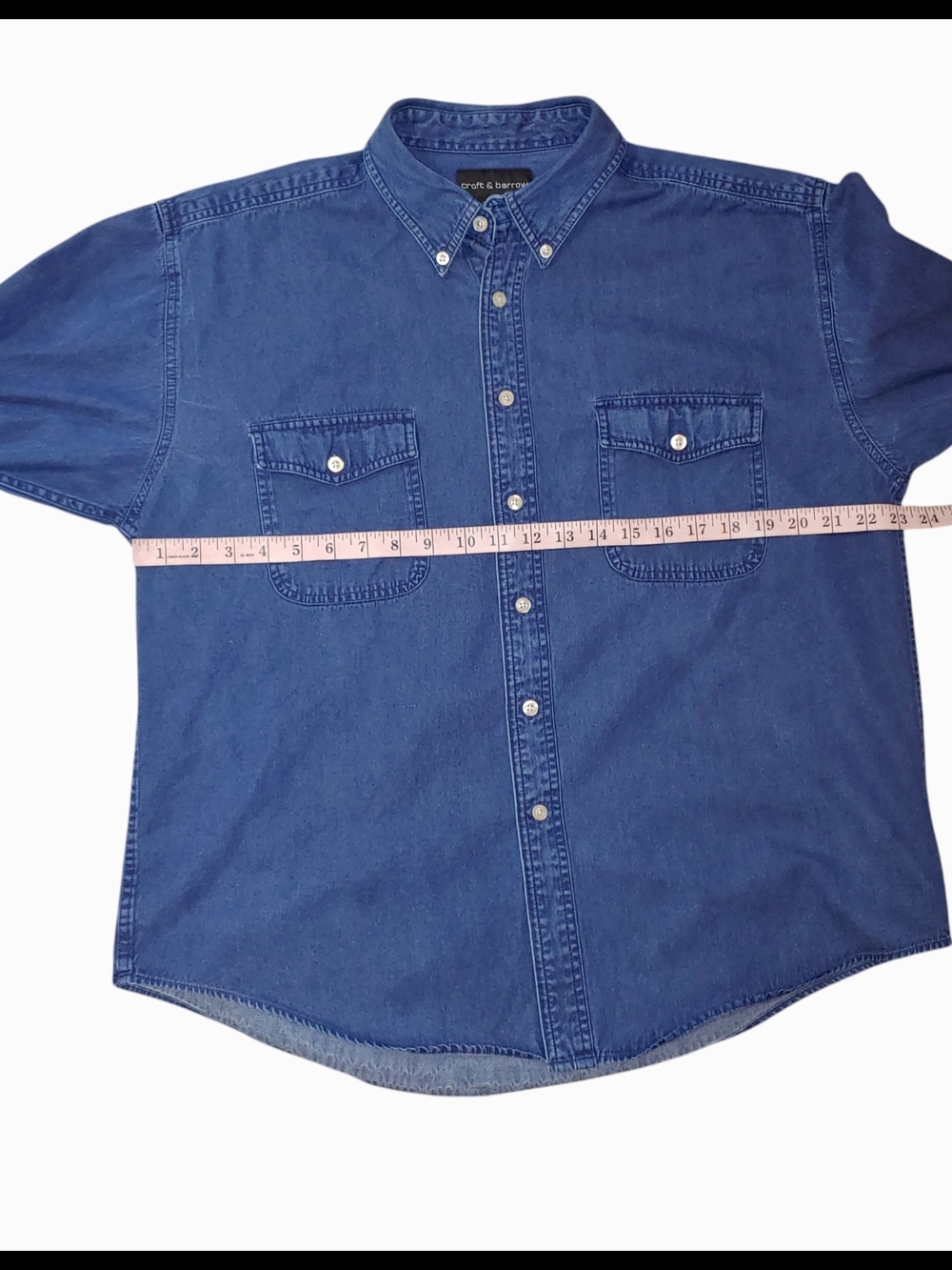 croft & barrow Men's Dark Blue Denim Button-Down Shirt - Picture 5 of 5
